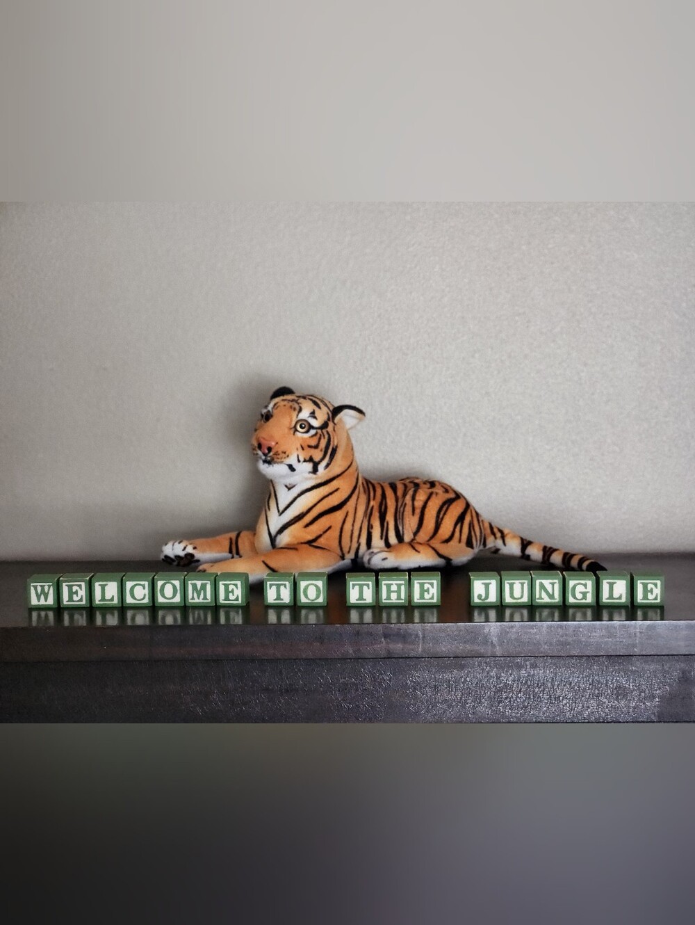 Welcome to the Jungle Nursery Playroom Classroom Bedroom Tiger Blocks Decor